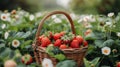 Overflowing Basket of Ripe Strawberries Royalty Free Stock Photo