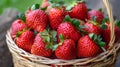 Overflowing Basket of Ripe Strawberries Royalty Free Stock Photo