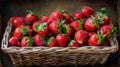 Overflowing Basket of Ripe Strawberries Royalty Free Stock Photo