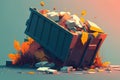 overflowing dumpster, its contents spilling onto the street AI generation