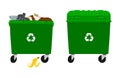 Overflowing and empty garbage bin, container Royalty Free Stock Photo