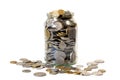 Overflowing Jar of Coins Royalty Free Stock Photo