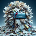 Overflowing mailbox buried under heaps of letters and parcels Royalty Free Stock Photo
