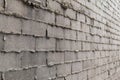 Sloppy mortar joints, cement block wall