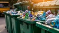 Overflowing Recycling Bins Filled with Vibrant Recyclables A Vision of Sustainable Abundance