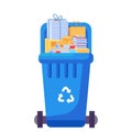 Overflowing Transportable Paper Waste Container
