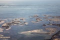 Overflying the lagoon of venice with swamp area and small islands