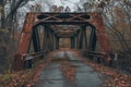 Overgrown Abandoned city road bridge. Generate Ai Royalty Free Stock Photo