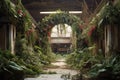 overgrown entrance sign of a deserted mall