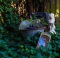 Overgrown ornaments in the back yard Royalty Free Stock Photo