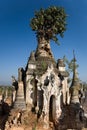 Overgrown pagoda ruins of Indein Royalty Free Stock Photo