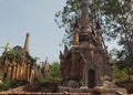 The overgrown ruins of the Indein Pagoda stupas, Shan State, Myanmar Royalty Free Stock Photo