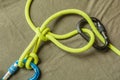 Overhand knot with draw-loop Halter hitch. Royalty Free Stock Photo