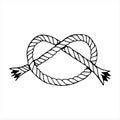 Overhand knot, hand drawn vector illustration