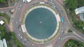 Overhead Aerial Footage of Selamat Datang Monument in Jakarta, Indonesia.