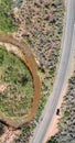 Overhead aerial panoramic view of Zion National Park landscape Royalty Free Stock Photo