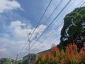 Overhead Aerial Power Cable in The Neighborhood