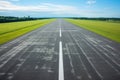 overhead aerial shot of an empty airplane runway