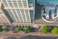 Overhead aerial view of city street