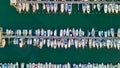 Overhead aerial view of Rimini Port with docked Boats, Italy Royalty Free Stock Photo