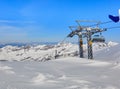 Overhead cable car on Mt. Titlis in Switzerland Royalty Free Stock Photo