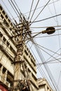 Overhead cables create a rats maze