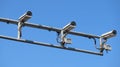 Overhead CCTV traffic cameras on steel pole