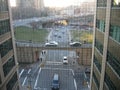 Overhead City Traffic View from Pedestrian Bridge