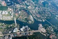 Overhead city view of Putrajaya, Malaysia. Aerial cityscape