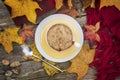 Food : Overhead close up of fresh, homemade apple and blackberry crumble. 7 Royalty Free Stock Photo