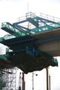 Overhead concrete viaduct under construction at the construction site Royalty Free Stock Photo