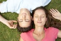 Overhead Of Couple With EyesClosed Royalty Free Stock Photo