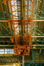 The overhead crane and scaffolding. at an aircraft factory. Royalty Free Stock Photo