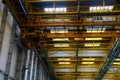 The overhead crane and scaffolding. at an aircraft factory. Royalty Free Stock Photo