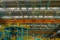 The overhead crane and scaffolding. at an aircraft factory. Royalty Free Stock Photo