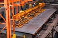 Overhead crane with vacuum handling grippers, close up