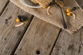 Granola bar and berry fruit on wooden table Royalty Free Stock Photo