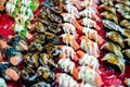 Overhead Japanese Sushi food for every one. Royalty Free Stock Photo