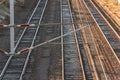 Overhead lines and railway tracks Royalty Free Stock Photo