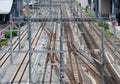 Overhead lines and railway tracks Royalty Free Stock Photo