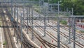 Overhead lines and railway tracks Royalty Free Stock Photo