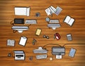 Overhead of office desks vector