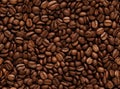 From an overhead perspective, a captivating backdrop unfolds, portraying two halves of rich, dark brown coffee beans Royalty Free Stock Photo