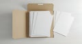 Open manila folder mockup with blank white paper sheets Royalty Free Stock Photo