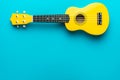 Overhead photo of ukulele with copy space Royalty Free Stock Photo