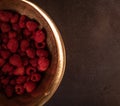Overhead picture of bowl of raspberries