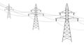 Overhead power line. Flat vector illustration isolated on white Royalty Free Stock Photo