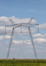 Overhead power line, power transmission line, support of high-voltage overhead power line Royalty Free Stock Photo