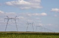 Overhead power line, power transmission line, support of high-voltage overhead power line Royalty Free Stock Photo