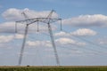 Overhead power line, power transmission line, support of high-voltage overhead power line Royalty Free Stock Photo